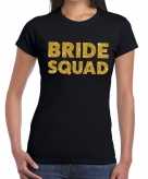 Bride squad goud fun t-shirt zwart voor dames