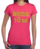 Bride to be goud fun t-shirt roze voor dames