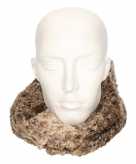Bruin luipaard fleece ronde col sjaal voor volwassenen