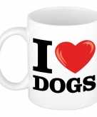 Cadeau i love dogs koffiemok beker voor honden liefhebber 300 ml