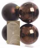 Cosy christmas kerstboom decoratie kerstballen 10 cm bruin 4 stuks