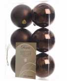 Cosy christmas kerstboom decoratie kerstballen bruin 6 stuks