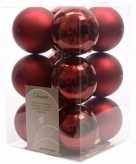 Cosy christmas kerstboom decoratie kerstballen donkerrood 12 stuks
