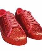 Dames disco sneakers met rode glitters