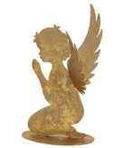 Decoratie engeltje biddend goud glitter metaal 16 cm
