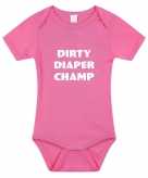 Dirty diaper champ kraamcadeau rompertje roze meisjes