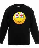 Emoticon verliefd sweater zwart kinderen