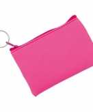 Fluor roze portemonnee voor sleutels 10 x 7 cm