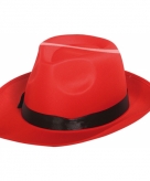 Gangster hoed rood met zwarte band