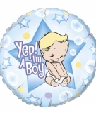 Geboorte ballon yep i am a boy