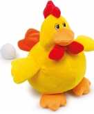 Gele opwindbare kippen knuffel 23 cm
