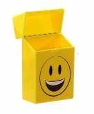 Gele sigarettenbox blije smiley