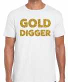 Gold digger fun t-shirt wit voor heren