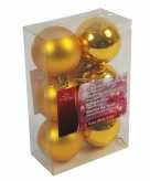 Gouden kerstdecoratie kerstballen set van kunststof 12 stuks