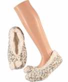 Grijze ballerina dames pantoffels sloffen met luipaardprint maat 37 39