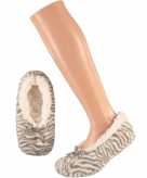 Grijze ballerina meisjes pantoffels sloffen met zebraprint maat 31 33