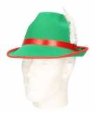 Groen rode verkleed oktoberfest hoed voor volwassenen