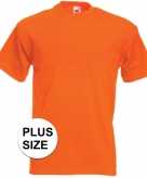 Grote maten basis heren t-shirt oranje met ronde hals