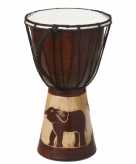Handgemaakte houten drum olifant