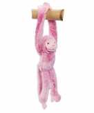 Hangend knuffel aapje roze 32 cm