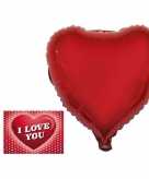Helium ballon rood hart 46 cm met valentijnskaart