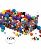 Hobby gekleurde pompoms assortiment 720 stuks