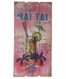 Houten muurplaatje mai tai cocktails