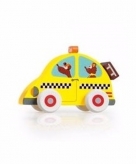 Houten voertuigen gele taxi 10 cm