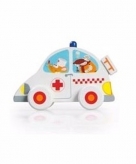 Houten witte ambulance 10 cm