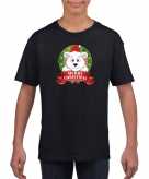 Ijsbeer kerstmis shirt zwart voor jongens en meisjes