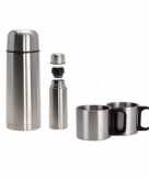 Isoleerkan thermosfles met twee bekers rvs 1 liter