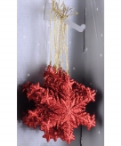 Kerstboomhanger glitter sneeuwvlok rood type 1