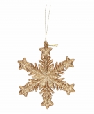 Kerstboomhanger sneeuwvlok goud glitters type 1