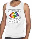 Kiss me i am gay tekst fun tanktop wit heren