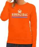 Koningsdag met hollandse vlag sweater oranje dames