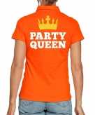 Koningsdag polo t-shirt oranje party queen voor dames