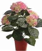 Kunst hortensia roze groen 36 cm