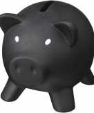 Kunststof varken mini spaarpot zwart 9 cm