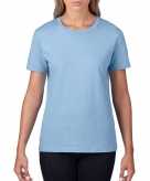 Licht blauwe dames casual t-shirts met ronde hals