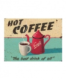 Metalen wand bordje hot coffee