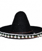 Mexicaanse sombrero zwart voor kinderen 25 cm