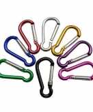 Mini karabijnhaakjes carabiners gekleurd 8 stuks