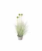 Nep planten groene allium sierui grasplant kunstplanten 53 cm met grijze pot