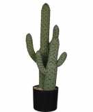 Nep planten groene euphorbia cowboycactus kunstplanten 50 cm met zwarte pot