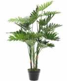 Nep planten groene philodendron monstera gatenplant kunstplanten 100 cm met zwarte pot