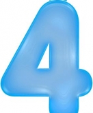 Opblaasbare cijfer 4 blauw