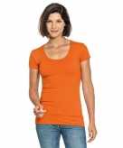Oranje dames shirt met ronde hals
