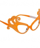 Oranje feestbrillen krul montuur