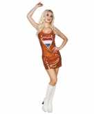 Oranje glitter jurkje met nederlandse vlag hartje voor dames
