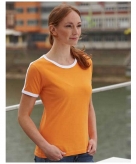 Oranje met wit contrast dames shirt